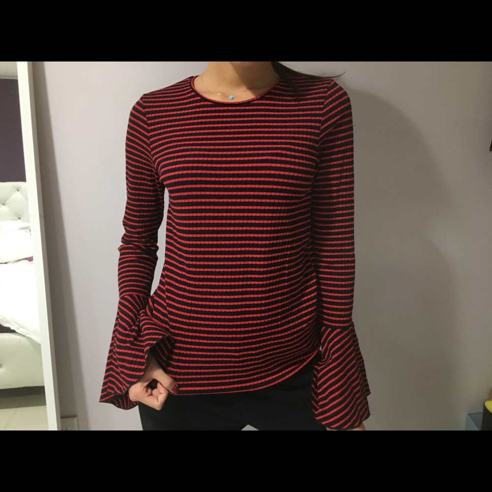 Red and black striped long sleeve tee.Never Worn!!